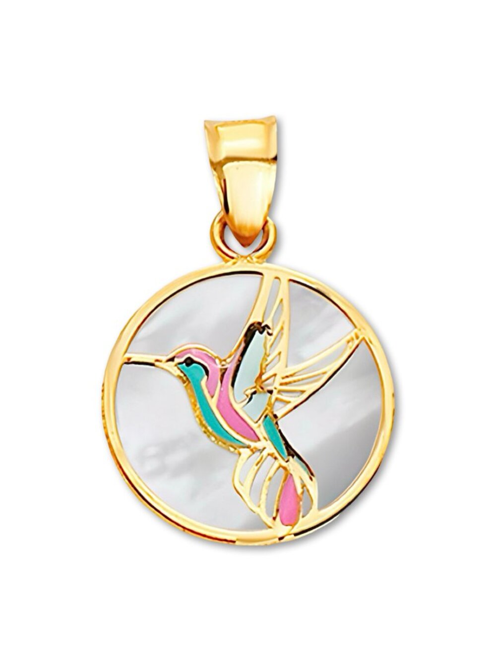14K Real Yellow Gold Hummingbird Pendant By Tehrani Jewelry